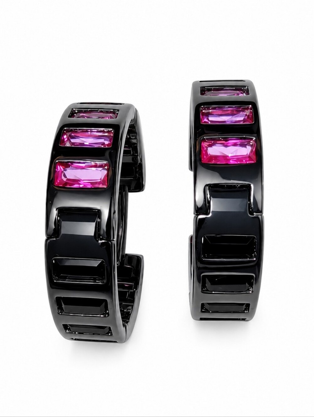 Bomb Party NWT Bold Intentions Hoop Earrings – Rose Corundum & Black Onyx